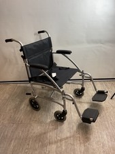 Folding Lightweight Transport Wheelchair Enigma 48 Cm Wide Seat Silver Colour
