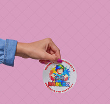 Personalised Roblox Thank You Stickers, Party Bag Seals, Sweet Cone Seals