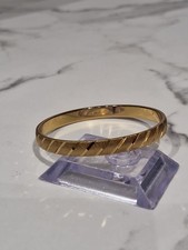 Vintage Monet Signed Gold Plated Textured Bangle (Size Small)