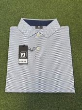 FootJoy Golf shirt EU Irongate Print Lisle White / Navy 34033 - Size XL