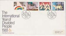 GB FDC 1981 YEAR OF DISABLED STAMP SET BUREAU PMK GIBBONS STICKER