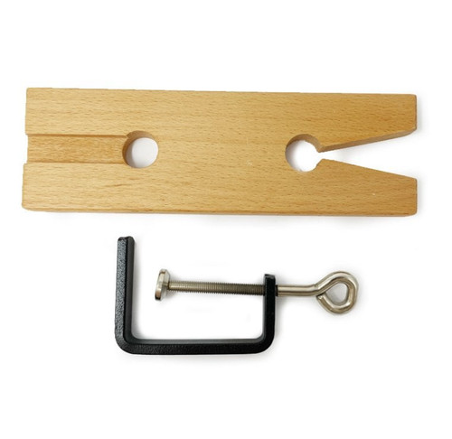 Shaped bench pin with clamp - with,