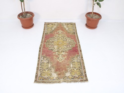 Vintage red yellow accent - yellow, rug