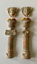 dolls house miniatures job lot bundle pillar plant pots  + Grecian motif x 2 (C)