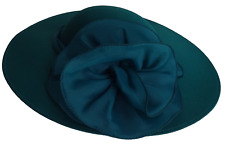 Vintage wedding dark green peacock saucer hat with bow decoration