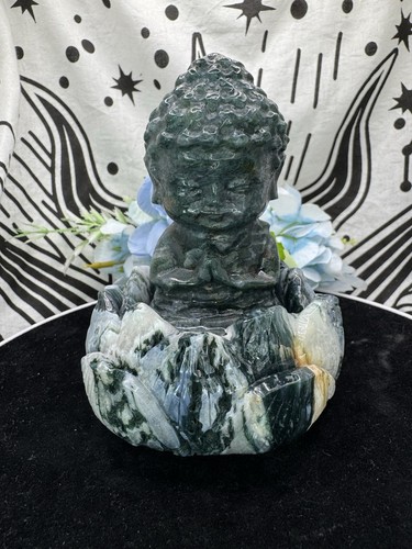 Moss agate buddha lotus - moss, on