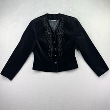 Vintage Laura Ashley Black Velvet Jacket UK 14 Blazer Long Sleeve Fitted