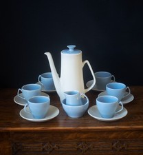 Mid-Century Staffordshire England Coffee Set – Blue & White Porcelain – 15 Piece