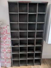 Vintage retro metal pigeon hole shelves storage