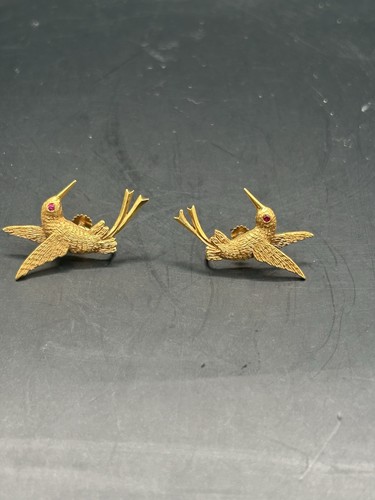 14k solid gold screw back - back, bird