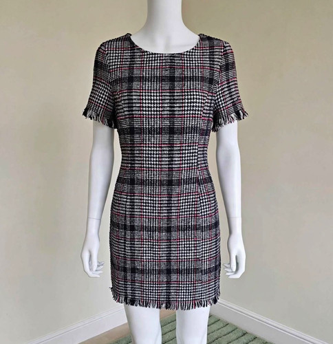 Apricot tweed check - check, dress