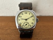 VINTAGE CUSHION MANUAL WIND TRENCH WATCH ART DECO ERA 1936 - SPARES OR REPAIR