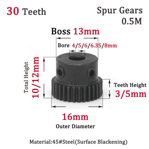 30t spur gears steel - 0.5m,