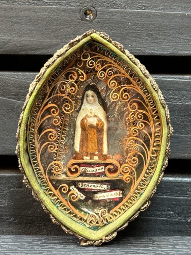 Vintage reliquary paper relic - reliquary,
