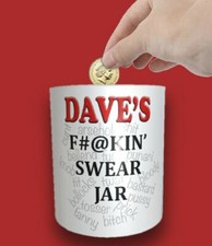 Personalised SWEAR MONEY BOX Savings Jar Funny Valentines Text Present Gift