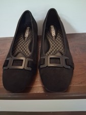 Pavers Black Suede Court Shoes