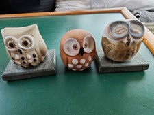 3 Small Ceramic Owl Ornaments