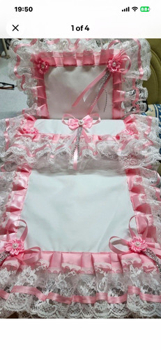 Pink white pram set with - white,