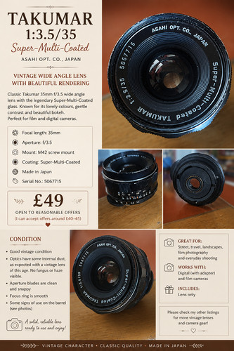 Takumar asahi vintage lens - takumar,