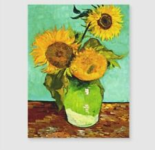 Van Gogh Three Sunflowers A4 Art print for framing on linen card,  