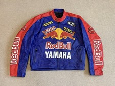 Red Bull Yamaha Leather Motorcycle Jacket Blue Red Racing Biker Size 3XL
