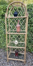 Bamboo Cane Bookcase Storage Shelving with Glass Shelves