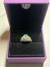 Zambian Emerald And White Zircon 9ct Gold Tomas Rae Ring Size J-K