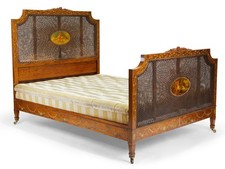 antique bed double size Edwardian satinwood painted
