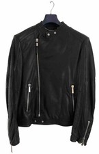 Roberto Cavalli Asymmetric Black Leather Designer Men's Biker Jacket Large BNWOT