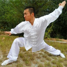 Men Chinese Kung Fu Shirt Pants Tai Chi Wing Chun Martial Arts Suit Costume BJ