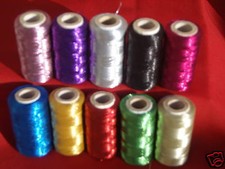 10  Metallic Thread Spools,10 different color 300 YARDS EACH, + 4 free spools