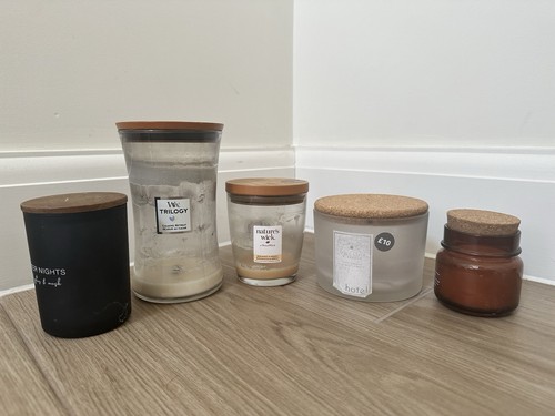 Glass candle jars with - candle,