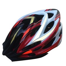 Red, black, white bike helmet