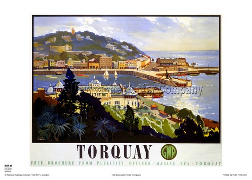 Torquay devon retro poster - retro,