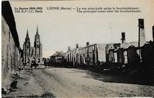Lepine - Rue Principale - Bomb damage & ruins, WW1 - old post card 