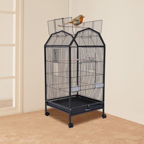 Black rolling bird cage - black,