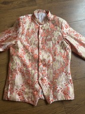 Boys  Gold Pink and Orange Indian wedding jacket / sherwani jacket