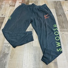 Nike Sportswear Double Swoosh Sweatpants Mens XL Black Joggers Embroidered
