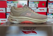 SKECHERS WOMENS ARCH FIT SHOES BEIGE LADIES MEMORY FOAM GO-WALK SUPPORT TRAINERS