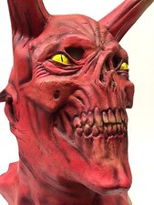 Evil Demon Devil Mask Halloween Horror Fancy Dress Costume Accessory Long Horn