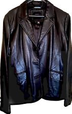 Vintage Knoles & Carter London Black Italian Lamb Skin Leather Jacket. Size L