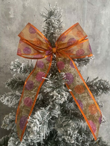 Gold purple pink christmas bow - purple,