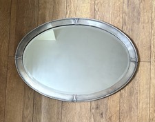 Oval Arts And Crafts Mirror Handmade White Metal/Pewter? Vertical or Horizontal 
