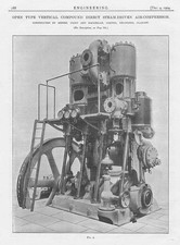Two Stage Vertical Air Compressors 2x Antique Engineering Prints 1904