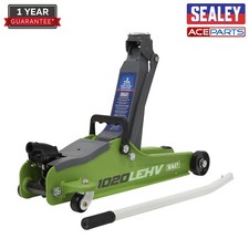 Sealey 1020LEHV 2 Tonne Low Entry Short Chassis Hi-Vis Green Trolley Jack