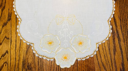 Vtg yellow embroidered dresser - vtg,