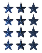 7cm Navy Hanging Stars – Christmas Tree Decorations 12pc Set