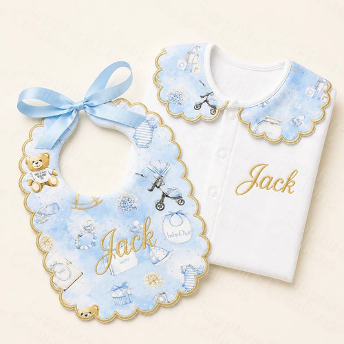 Boys baby white sleepsuit bib - boys,