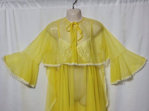 Vintage yellow sheer chiffon - vintage,