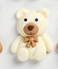 10 X Cream Resin Flatback Bear